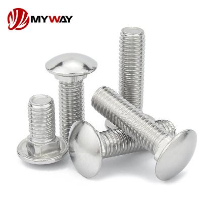 China Industry Carriage Bolt M4-M12 Stainless Steel Truss Round Head Square Neck Carriage Screw Coach Bolt Round Head Fasteners Carriage Bolts for sale