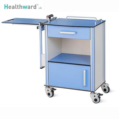 China SKS009-2 Healthward Modern Height Adjustable Medical Overbed Table Aluminum Hospital Storage Bedside Cabinet Manufacturers for sale