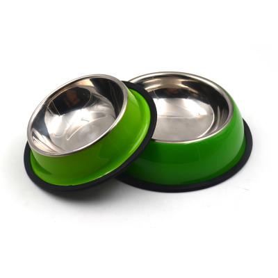 China Viable Edge Green Cat Bowl Black Dog Bowl Large Stainless Steel Pet Bowl for sale