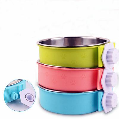 China Sustainable Stainless Steel Bowl Dog Bowl Pendant Pink Blue Green Pet Cat Bowl for sale