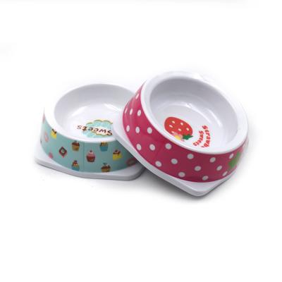 China Yellow and Green Cupcake Clover Print Cute Pink Dog Bowl Cat Bowl Cute Pet Bowl for sale