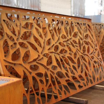 China Easily Assembled Decorative Laser Cut Panels Outdoor Garden Metal Screen Corten Steel Privacy Garden Screen for sale