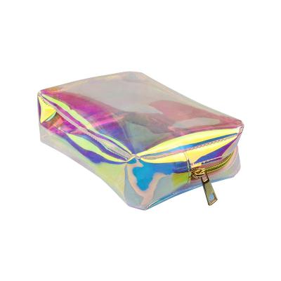 China Fashion Professional Iridescent Laser Bag TPU Cosmetic Travel Makeup Waterproof Bag For Women for sale