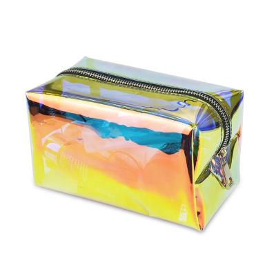 China 2020 Hot Sale Lady Holographic Cosmetic Bag Women Shape Makeup Bags Travel Waterproof PVC Toiletry Bag for sale