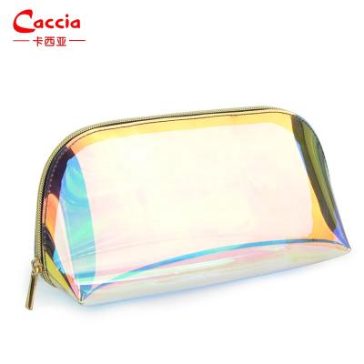 China Fashion Women Storage Portable Cosmetic Bag Jewelry Toiletry Case Holographic Makeup Bag TPU Organizer for sale