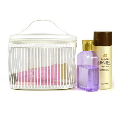 China Big Mesh Hot Selling Makeup Organizer Bag Travel Brush Case Transparent Hanging Clear Cosmetic Storage Mesh Anti-Static Toiletry Bag for sale