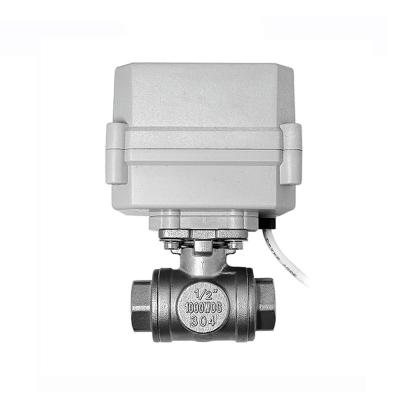 China DN25 1 Inch BSP NPT General Thread Normal Closed SS304 Stainless Steel 3 Way Motorized Ball Valve for sale