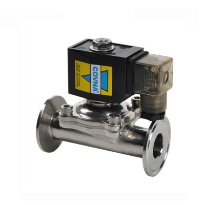 China COVNA Food Grade Stainless Steel General Sanitary Tri Clamp 316 Connection Normally Open Solenoid Valve for sale