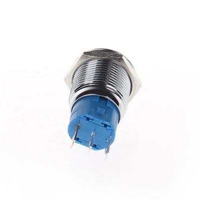 China Industrial Control 16mm IP65 Waterproof Latching Push Button 24V Weld Leg Metal Push Button Switch Normally Open End for sale