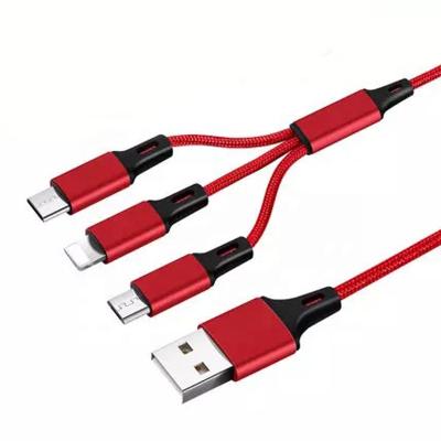 China Mobile Phone Factory OEM 3 in 1 Nylon Braided Micro USB Cable Type C USB Cable Charging Data Cable for sale