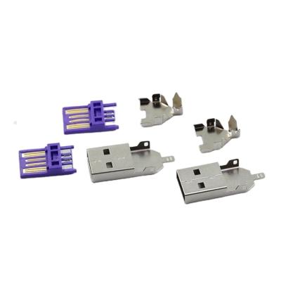 China PCB iphone Charger Connector A/Male PBT Heavy Current Steel Casing Purple 28mm One Type Male SMT Connectors for sale