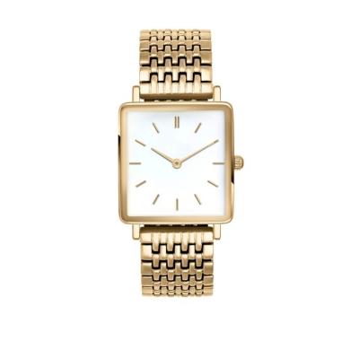 China Hot Square Water Resistant Fashion OEM Ladies Stainless Steel Watch Gold for sale