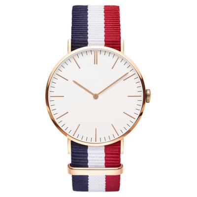 China Water Resistant Custom Design Ultra Thin Minimalist Luxury OEM Logo Watch With Nylon Strap for sale