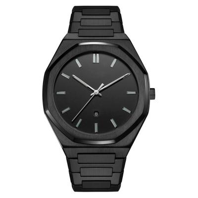 China Wholesale Automatic Date Men's Automatic Date Japan Quartz Stainless Steel Simple Minimalist Fashion Black Watch for sale