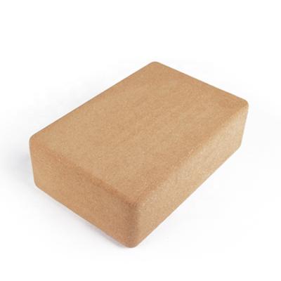 China Custom logo eco-friendly organic wooden printed yoga block cork eco-friendly material for yoga exercise cork brick for sale