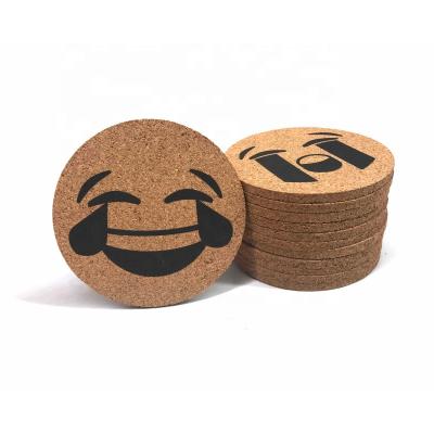 China Durable Custom Print Cork Coasters Round Durable Coasters For Drinks With Stand for sale