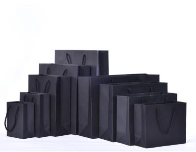 China Recyclable in stock directly high quality paper bag factory sale accept customize black paper bag with logo print for sale