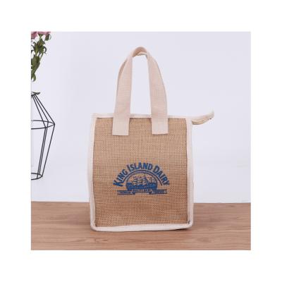 China Heavy Duty Customized Logo PrintTakeout Picnic Lunch Burlap Bag for sale