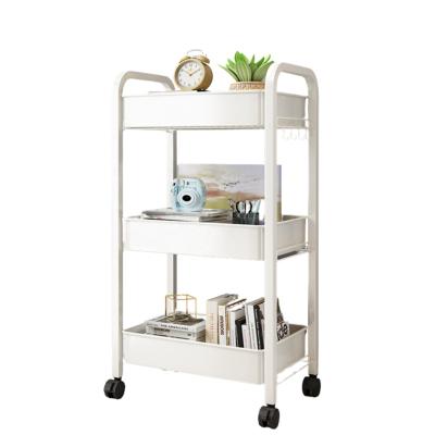 China Modern Metal Cart Rolling 3-Tier Serving Cart With Wheels Lockable Storage Craft Art Cart Easy Assemble for sale