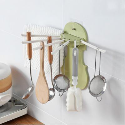 China 7-in-1 Modern Slide-Out Retractable Hanging Towel Rack Kitchen Perforated Free Standing Plastic Retractable Towel Shelf Punch Free Shelf for sale