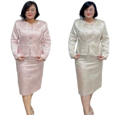 China 2022 Breathable High Quality 4XL Plus Size Women Jacquard Church Chic Suit For Elegant Ladies for sale