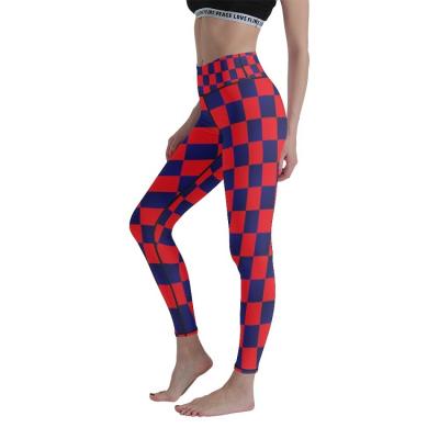 China Breathable Quick-drying hip-lifting 3D lattice printing sports running pattern yoga pants ninth pants women for sale