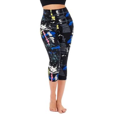 China Breathable Fashion Starry Universe Painted Print Yoga Pants Sports Fitness Pants Cropped Pants for sale