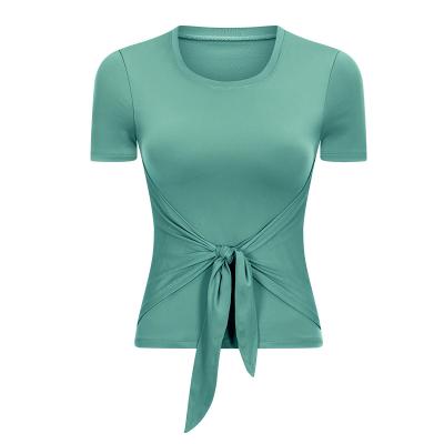 China New Breathable Slim And Soft Fitness Butterfly Strap Yoga T-shirt Casual Tops for sale