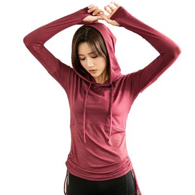 China Breathable Womens Long Sleeve Yoga Wear Running Hoodie Fitness LULU Yoga Top for sale