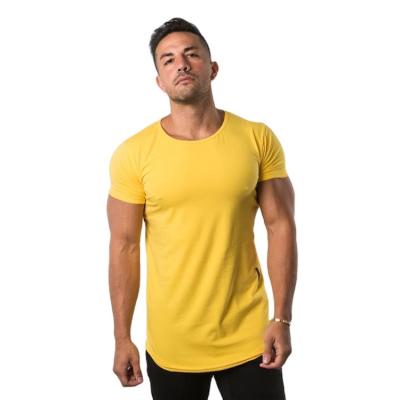 China New Arrived Breathable Sports Wear Latest Solid Color Sports Men Compression Short Sleeve Shirt Male Workout Shirt for sale