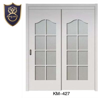 China Wholesale Decoration Style New Sliding Modern Exterior Double Entry Door Double Doors With Frosted Glass for sale