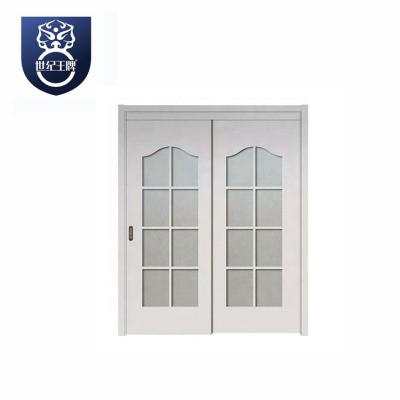 China Wholesale Decoration Modern Style Doors Solid Wood Double Doors With Glass Primed Sliding Door for sale