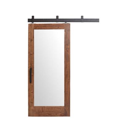 China Waterproof Home Interior Mirrored Barn Doors Designed Flush Sliding Wood Glass Barn Doors For Bathroom for sale