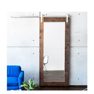 China Waterproof home interior barn doors designed mirror flush wooden sliding glass barn doors for sale for sale