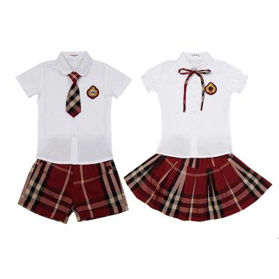 China School Polyester Summer Woven Spandex Kids School Uniform White Shirt Short Sleeve for sale