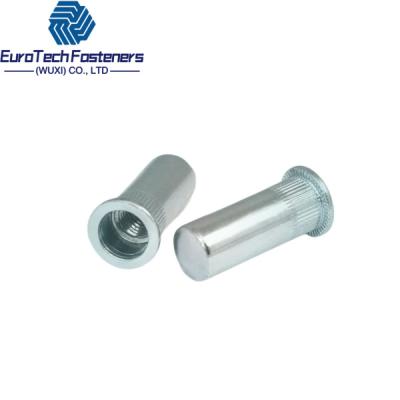 Chine M4-M12 Rivet aveugle Tête plate Noix de rivet Corps ébouriffé Avec fin fermée ouverte en acier inoxydable 1/4 