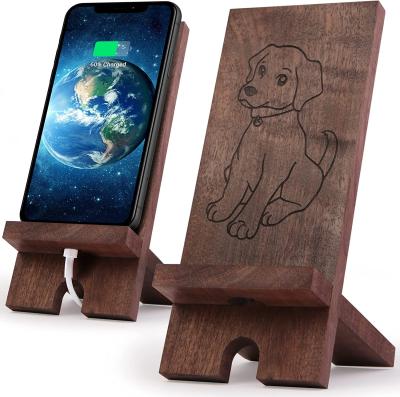 China Hot Selling Minimalist Custom Retro Wooden Phone Stand Desktop Phone Stand for sale