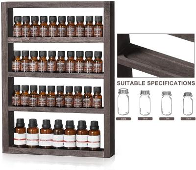 China Viable Retro Style Wooden Essential Oil Shelf Four-Layer Brown Essential Oil Display Rack for sale