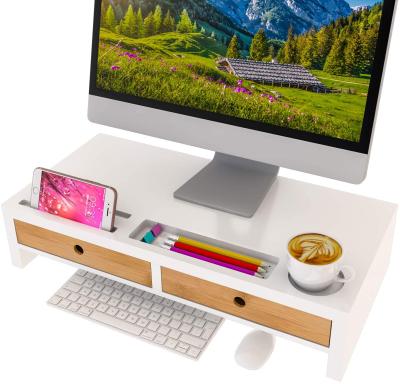 China Hot-selling Minimalist Wooden Computer Drawer Desktop Monitor Rack Desktop Storage Box for sale