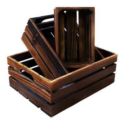 China China Custom Brown Rustic Storage Wooden Crates Box Cheap Home Wholesale for sale