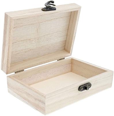 China China Unpolished Custom Wooden Box With Hinged Lid And Lock Buckle for sale