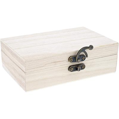 China Custom Handmade Hot Selling Small Natural Unfinished Wooden Jewelry Storage Boxes for sale