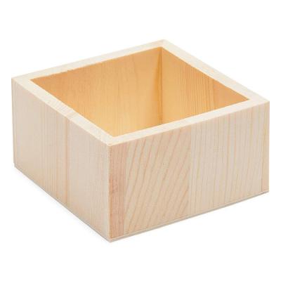 China Handmade diy hot sale square unfinished jewelry craft packaging wooden box without lid for sale