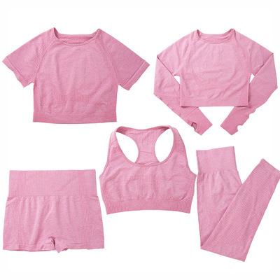 China Breathable Drop Shipping Seamless Yoga Wear Sport Clothing Set High Waisted 5 Piece Yoga Set for sale