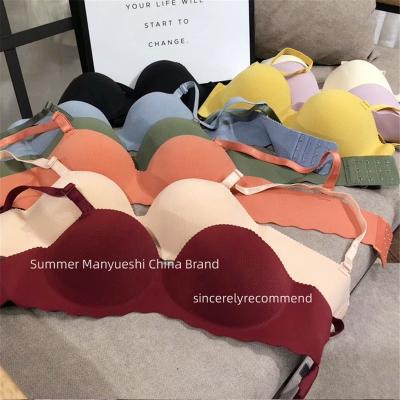 China Women's Simple Solid Color Women's Crop Underwear Tops Sexy Lingerie One Piece Bra Push Up Comfort Seamless Bra for sale