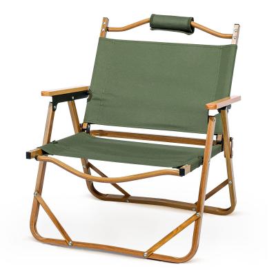 China Modern Custom Outdoor Wood Grain Metal Frame Folding Beach Kermit Chair Wholesale Camp Chair Foldable for sale