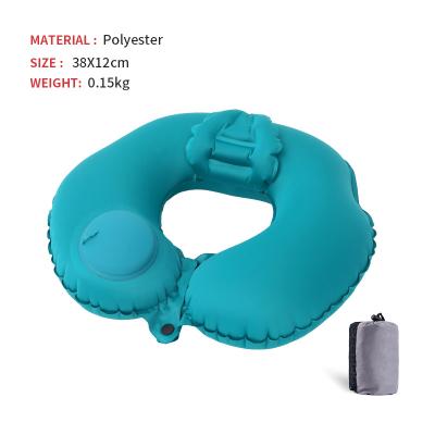 China Fashionable Anti-bacteria Inflatable U-fold Foldable Auto Pump TPU Travel Neck Pillow Inflatable Bag for sale