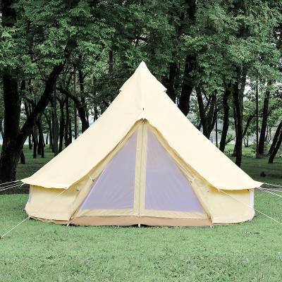 China 3M 4M 5M 6M 7M New two design canvas bell tent outdoor door canvas bell tent straight tie type for sale for sale