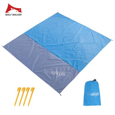 China 210T Ripstop Polyester Outdoor Lightweight Compact Camping Mat Portable Waterproof Picnic Pocket Blanket Sand Proof Ultralight Beach Blanket for sale