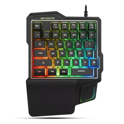 China Palm rest one-handed keyboard source factory mobile game equipment eating chicken throne robot feel gaming cable colorful luminous keyboard for sale